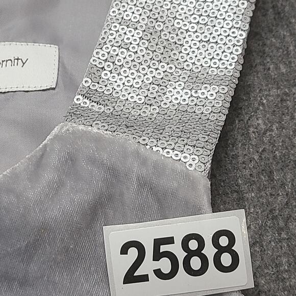 Liz‎ Lange Maternity Dress Womens Small Silver Velvet Sequin Strap V Neck A-Line - Picture 12 of 12